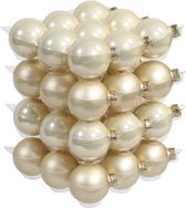 72x Champagne kerstballen van glas 6 cm - mat/glans - Kerstboomversiering champagne mat en glanzend