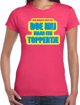 Foute party Doe mij maar een toppertje verkleed/ carnaval t-shirt roze dames - Foute hits - Foute party outfit/ kleding XL