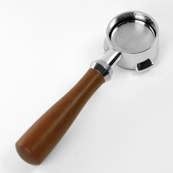 EDESIA ESPRESS - Naked Portafilter of open filterdrager - voor ISOMAC espressoapparaten - bodemloos kaal - walnoten handvat - 21 g houder
