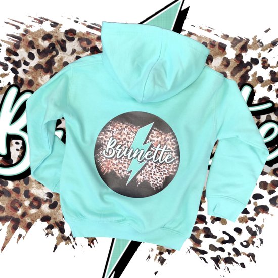 Sweater Hoodie trui- brunette leopard-Maat 7/8 jaar