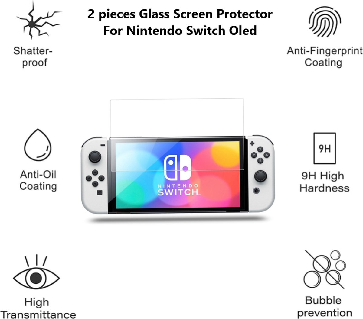 2 Screen Protectors Nintendo Switch Oled Glas
