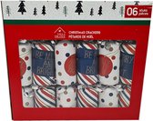 Crackers - Christmascrackers - Mini Kerstkaartjes - Kerst Musthave - Wit /Rood / Blauw  - Set van 6 - Kerstmis - Kerstdecoratie - Tafelversiering