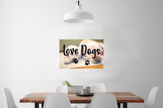 Poster Citation de Chiens 'Chiens d'amour' sur fond de deux labradors endormis - 60x40 cm