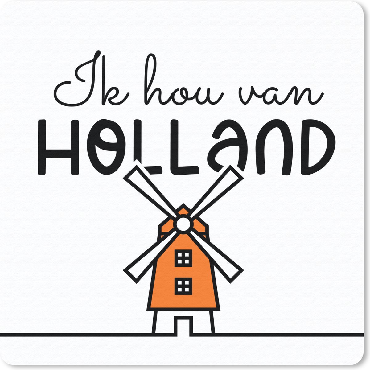 Muismat 30x30 cm - Mousepad Ik hou van Holland - Molen - Oranje - Muismatten
