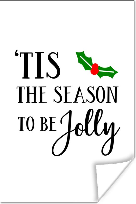 Citation de Noël Tis the season to be jolly sur fond blanc 20x30 cm - petit