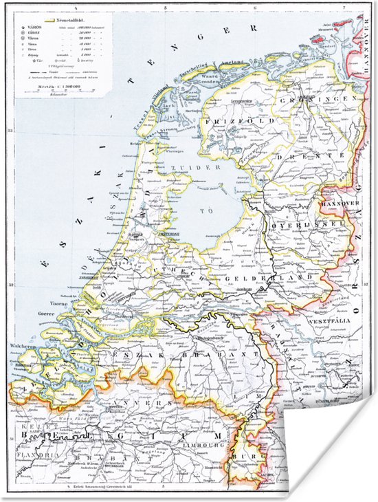 Bezwaar vervoer bloeden Kaart van Nederland 90x120 cm - Foto print op Poster (wanddecoratie  woonkamer /... | bol.com