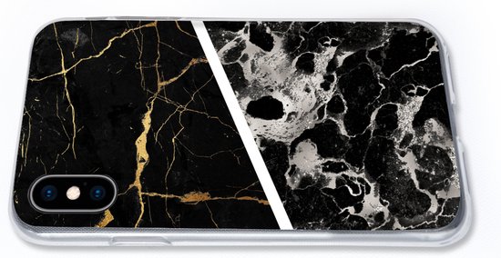 Coque iPhone Xs - Marbre - Or - Luxe - Siliconen