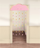Décoration baby shower - fille - rideau de porte - rose/doré - baby shower - c'est une fille