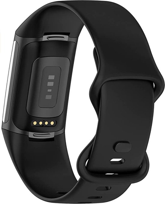 Geschikt voor Fitbit Charge 5 Bandje Siliconen Bandje Zwart bol