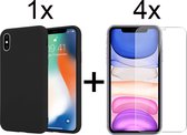 iParadise iPhone XS Max hoesje zwart case siliconen cover - 4x iPhone XS Max Screenprotector