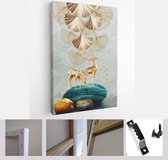 Illustratie van mooie rendieren bos weergave decoratief patroon achtergrond 3d behang. Grafisch patroon modern kunstwerk - Modern Art Canvas - Verticaal -