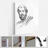 Plato (428-348 v.Chr.) portret in lijntekeningen. Hij was een oude Griekse filosoof, wiskundige - Modern Art Canvas - Verticaal - 1314675875