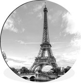 Cercle mural - Cercle mural - Tour Eiffel vue de la Seine - noir et blanc - Aluminium - Dibond - ⌀ 30 cm - Intérieur et Extérieur