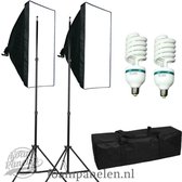 Gutos OMBAR Softbox Set Fotostudio 2 × 50 × 70 cm, professionele fotografie met 2 × 135 W 5500K E27 daglichtlamp en draagtas voor studioportretten, video-opnames, modefoto's.