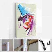 Onlinecanvas - Schilderij - Abstract Vrouwelijk Gezicht. Vectorillustratie Art Verticaal - Multicolor - 50 X 40 Cm