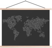 Affiche scolaire - Carte du Wereldkaart à pois - noir et blanc - 150x113 cm - Lattes vierges