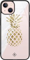iPhone 13 hoesje glass - Ananas | Apple iPhone 13  case | Hardcase backcover zwart