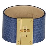BELUCIA dames armband SK-03 kalfsleer shiny blauw, goudkleurig, maat 16,8 cm