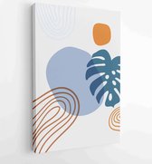 Zomer tropische muur kunst vector. Palmbladeren, kokosblad, monsterablad, line arts 2 - Moderne schilderijen – Verticaal – 1922500775 - 80*60 Vertical