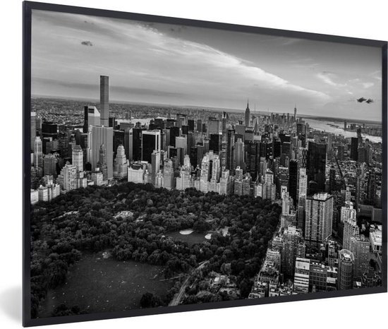 Fotolijst incl. Poster - New York - Central Park - USA - Zwart - Wit - 30x20 cm - Posterlijst