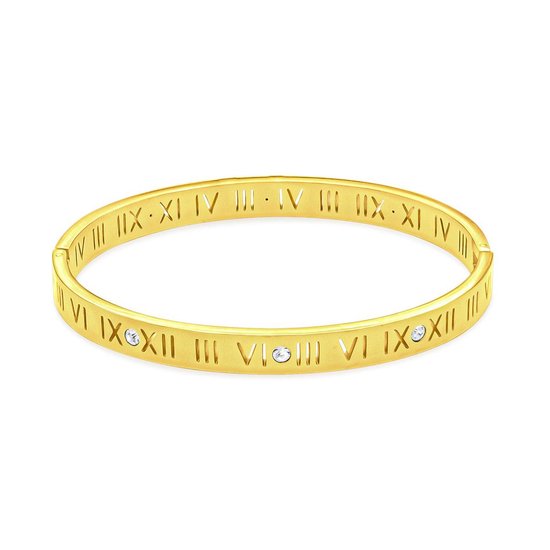 Victorious Dames Armband Goud – Bergkristal met Romeinse Cijfers – 16cm