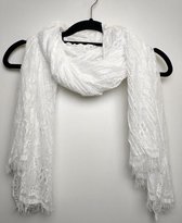 Sjaal Cristina gebloemd kant wit omslagdoek stola