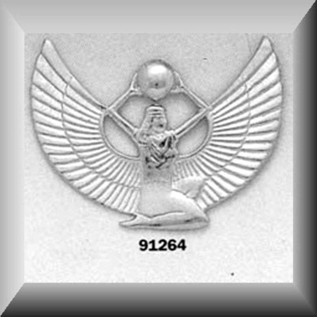 Fraaie zilveren-handgemaakte hanger- van Egyptische godin- met gespreide vleugels
