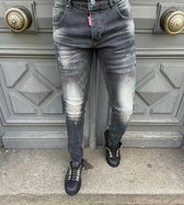 Heren jeans grijs denim - met spetters - skinny fit & stretch - 495 - maat 32