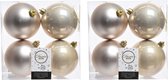 24x Licht parel/champagne kunststof kerstballen 10 cm - Mat/glans - Onbreekbare plastic kerstballen