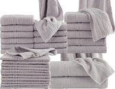 Lot de serviettes Homéé 33 pièces 3 serviettes de bain 6 serviettes 12 serviettes invités 12 débarbouillettes gris 100% coton 400g. m²