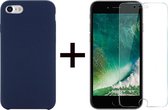 iParadise iPhone 7/8 plus hoesje donker blauw siliconen case - 1x iPhone 7/8 plus screenprotector