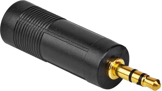 Jack verloopstekker - Stereo - Verguld - Zwart - Allteq
