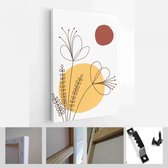 Set van creatieve minimalistische handgeschilderde illustraties met decoratieve takken, bladeren en abstracte bloemen - Modern Art Canvas - Verticaal - 1829875610