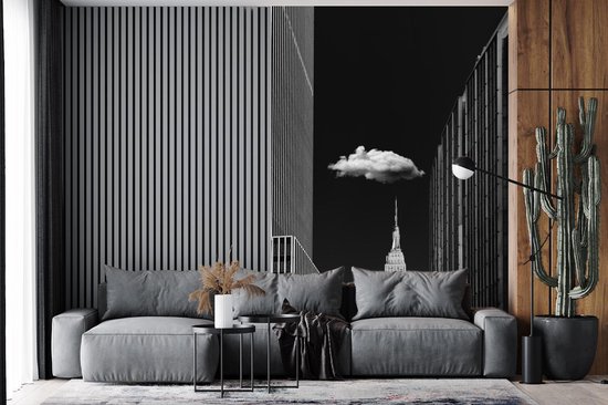 Papier peint - Papier peint photo peint Nuage au-dessus de l' Empire State Building à Manhattan - Largeur 160 cm x Hauteur 240 cm