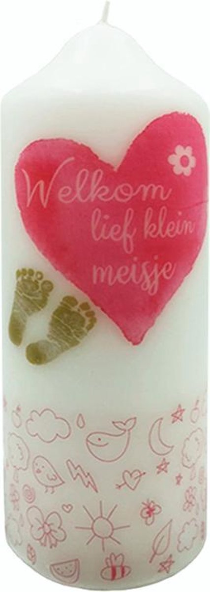 Geboortekaars meisje Baby cadeau meisje Kaars Welkom lief meisje