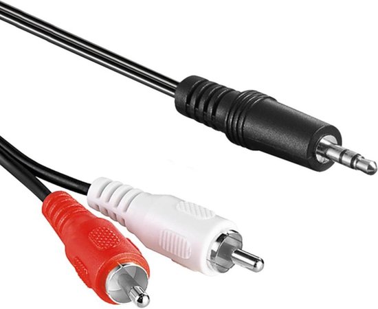 Jack naar tulp kabel 3.5 mm - Universeel - 3,5 mm jack naar 2x RCA Male -  Zwart - 1... | bol.com
