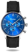 Elysian - Horloge Heren - Zilver - Croco Leer - Waterdicht - Krasvrij Saffier - 43mm