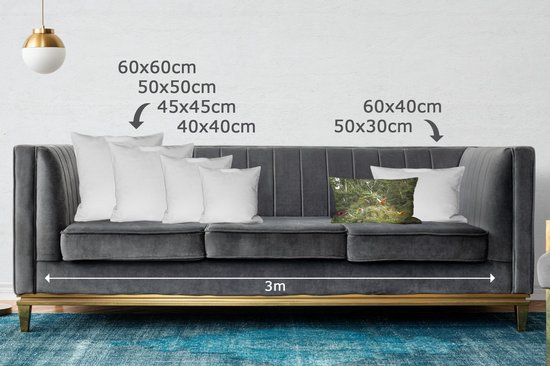 Sierkussen pour la vie forestière à l'intérieur - Perroquets dans la forêt tropicale - 50x30 cm - Coussin rectangulaire en coton