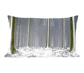 Sierkussen décoratif Forêt intérieure - Arbres enneigés en hiver - 50x30 cm - Coussin intérieur rectangulaire en coton