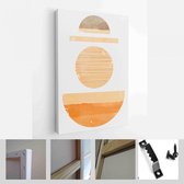 Een trendy set van abstracte oranje en rode handgeschilderde illustraties voor wanddecoratie, Social Media Banner, Brochure Cover Design achtergrond - Modern Art Canvas - verticaal
