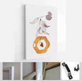 Schilderen Muur Foto's Home Room Decor. Moderne abstracte kunst botanische kunst aan de muur. Boho. Minimal Art Bloem op Geometrische Vormen Achtergrond - Modern Art Canvas - Verti