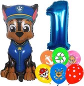 Paw Patrol Ballonnen Set Chase- 1 Jaar - Latex Ballonnen - Decoratie