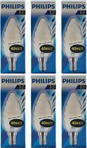 Philips - Kaarslamp -Gedraaid - 40Watt - E14 Fitting - Gloeilamp - Kaars Gedraaid - Helder - Dimbaar - Kleine Fitting - 40W - (6 STUKS)