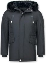 Enos Lange Parka Jas Heren – Met Bontkraag – Zwart Heren Parka