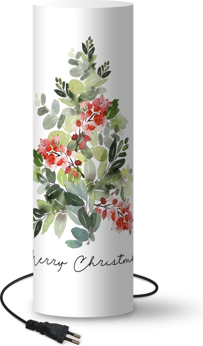 Lamp - Nachtlampje - Tafellamp slaapkamer - Kerst - Waterverf - Kerstboom - 50 cm hoog - Ø15.9 cm - Inclusief LED lamp