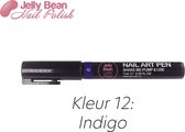 Jelly Bean Nail Polish Nail Art Pen - Indigo (kleur 12) - Donkerblauw - Nagelversiering - Nagel pen 7 ml