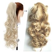 Paardenstaart hairextensions Natural Goud Blond 60 CM Klem Vlinderklem haarstuk Clip in