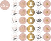 Roze Gouden Kerst Cadeaustickers - Labels Kerstmis - Sluitstickers - Extra Groot - 5 cm