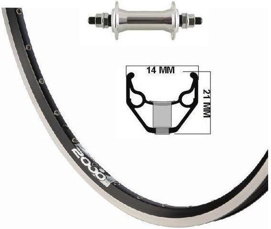 Roue Avant Vélo 28 Pouces - Jante Simple Paroi 622-19, Rayons Acier Inoxydable Noir, Moyeu Aluminium | Pour VTC, Ville
