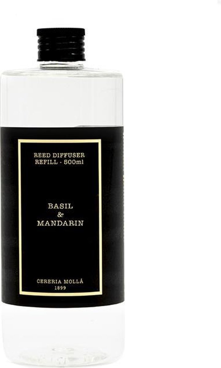 Cereria Mollà 1899 Refill Navulling 500 ml Basil & Mandarin voordeelverpakking voordeelnavulpack voor geurstokjes
